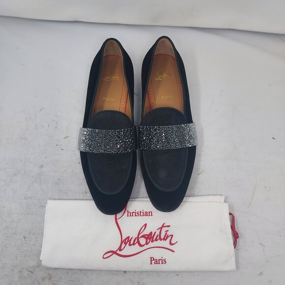 CHRISTIAN LOUBOUTIN Black Nit Night Stress Crystal Suede Shoe